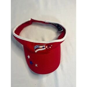 THE CHILDREN'S PLACE STARS/USA ADJUSTABLE STRAPBACK SUN VISOR/CAP RED/WHITE, 4-7